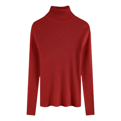 Damen Rollkragen-Rippstrickpullover – Eleganter, figurbetonter Herbst/Winter Style für Alltag und Büro