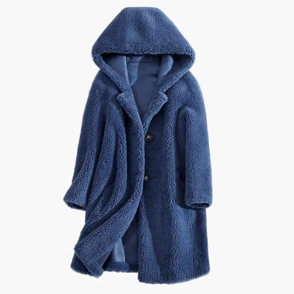 Damen Teddyfell Mantel mit Kapuze – Kuscheliger Wintermantel, Lässiger Stil