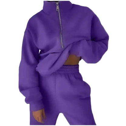 Damen Trainingsanzug Zweiteiler mit Reißverschluss – Lässiges Sport- und Freizeitoutfit