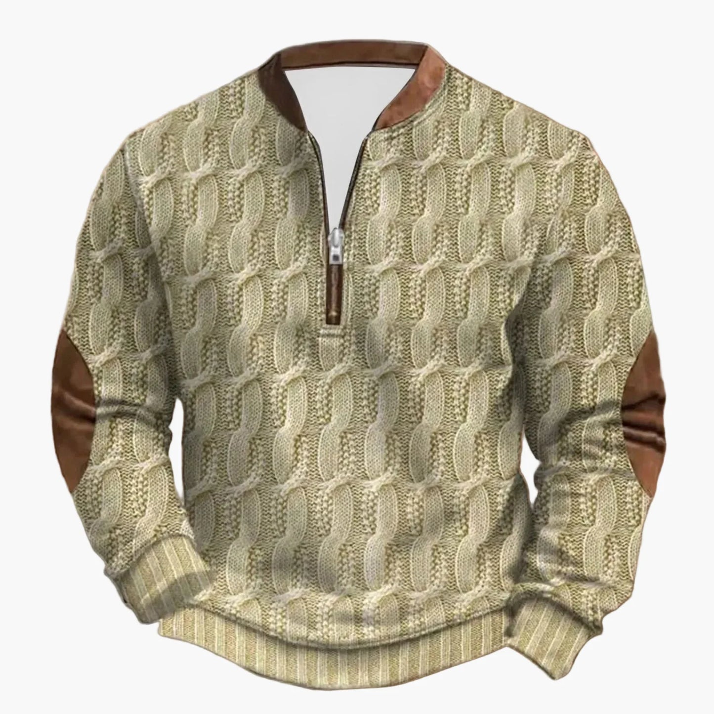 Herren Outdoor Freizeit Sweatshirt mit Stehkragen und Reißverschluss – Moderner Strick-Look für Alltag und Freizeit