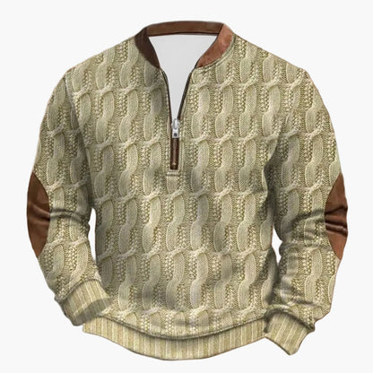 Herren Outdoor Freizeit Sweatshirt mit Stehkragen und Reißverschluss – Moderner Strick-Look für Alltag und Freizeit