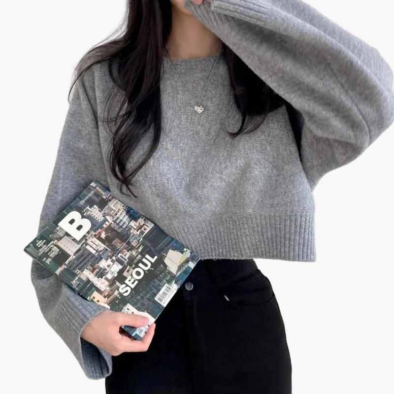 Damen Strickpullover mit weitem Schnitt – Modischer Cropped Style für Alltag und Freizeit