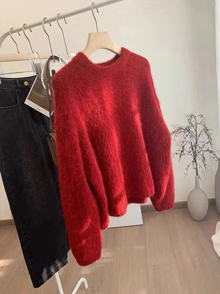 Damen Oversize Kuschel-Pullover im lässigen Stil – Ideal für Herbst und Winter