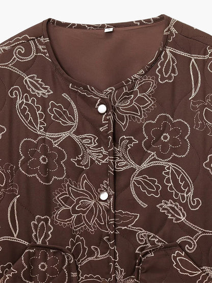 Damen Steppjacke mit Blumenmuster – Lockerer, moderner Freizeitstil