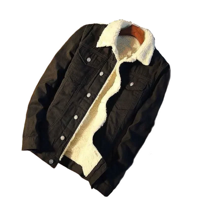 Herren Lammfell-Jeansjacke Freizeit Oversized Stil für Alltag und kalte Tage