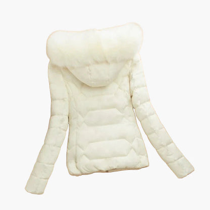 Damen Winter Daunenjacke mit Kapuze und Fellkragen – Eleganter, Wärmender Outdoor-Parka