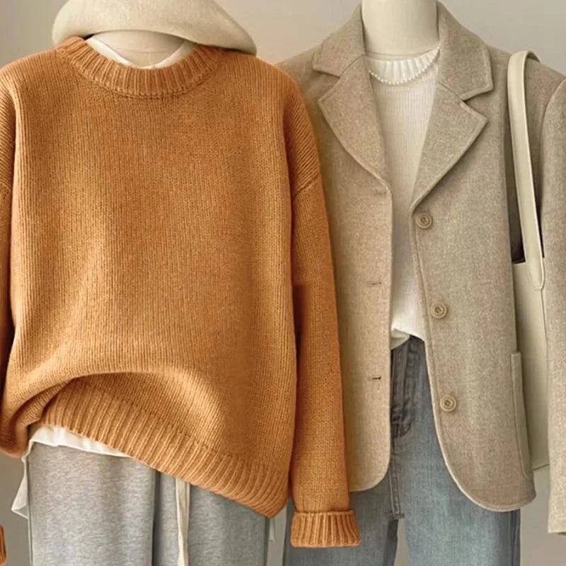 Damen Strickpullover im lässigen Oversize-Stil für Alltag und Freizeit