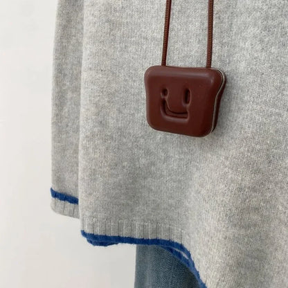 Damen Strickpullover mit Rundhalsausschnitt und asymmetrischem Saum – Bequemer Herbstpullover für Alltag und Freizeit