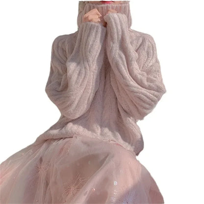 Damen Turtleneck Pullover im Koreanischen Stil – Lockerer Herbst- und Winter-Sweater, Modisch und Bequem