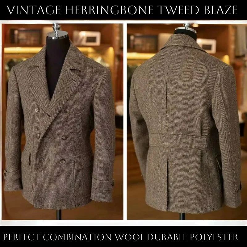 Herren Vintage Doppelreihiger Blazer – Klassischer Hahnentritt Anzugsjacke für formelle und legere Anlässe
