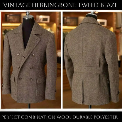 Herren Vintage Doppelreihiger Blazer – Klassischer Hahnentritt Anzugsjacke für formelle und legere Anlässe
