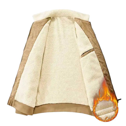 Herren Winterjacke mit Lammfell-Innenfutter und Cord-Design – Urbaner Retro-Stil, Warm & Vielseitig