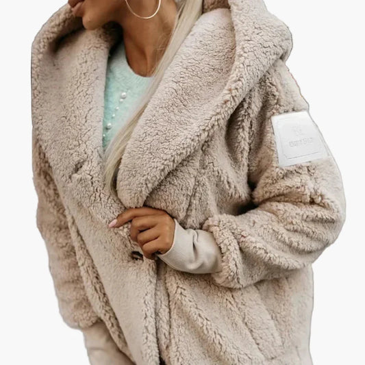 Damen Teddyfell Kapuzenmantel – Kuscheliger Oversize Wintermantel für Alltag und Freizeit