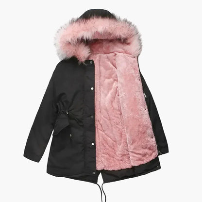 Damen Winterparka mit Kapuze und Fellkragen – Stilvolle warme Outdoorjacke für kalte Tage