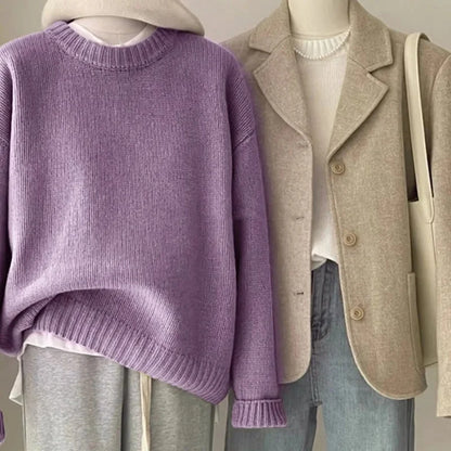 Damen Strickpullover im lässigen Oversize-Stil für Alltag und Freizeit