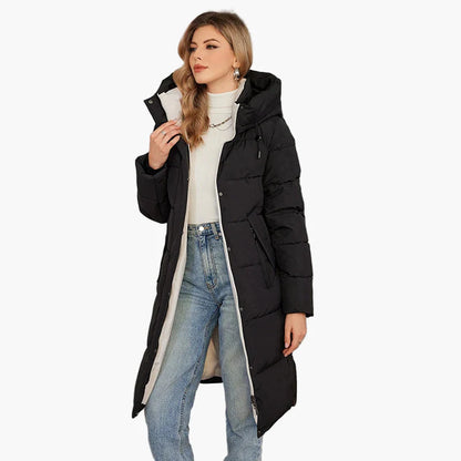 Damen Winter Steppmantel mit Kapuze – Langer, warmer Outdoor-Parka für Alltag & Freizeit