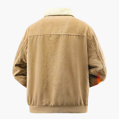 Herren Winterjacke mit Lammfell-Innenfutter und Cord-Design – Urbaner Retro-Stil, Warm & Vielseitig