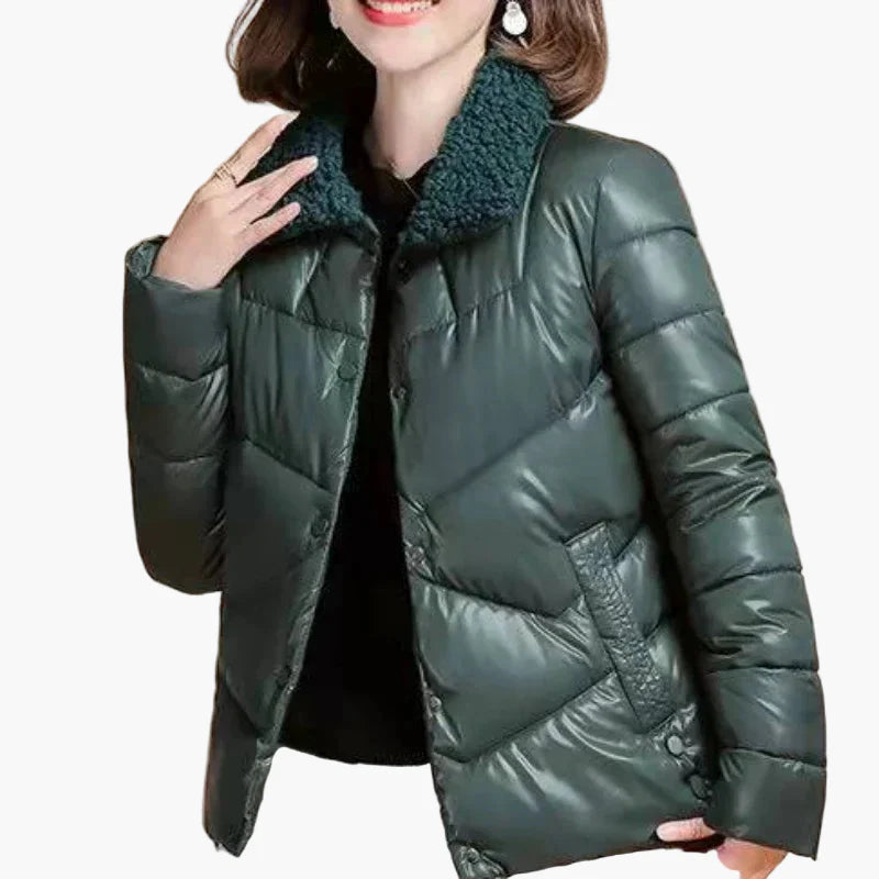 Damen Steppjacke mit Teddykragen – Elegante Winterjacke für Alltag und Freizeit