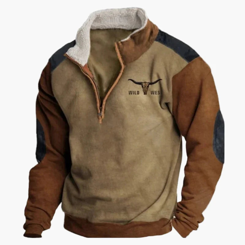 Herren Wild West Vintage Fleece Pullover – Western Style Outdoor Freizeit