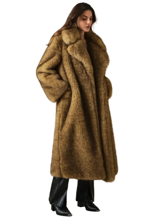 Damen Luxus Oversize Kunstpelz Mantel – Eleganter Wintermantel im Vintage-Stil für besondere Anlässe