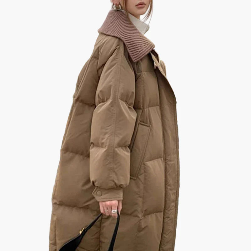 Damen Oversized Steppmantel mit Kragen – Modischer Wintermantel für Alltag und Freizeit