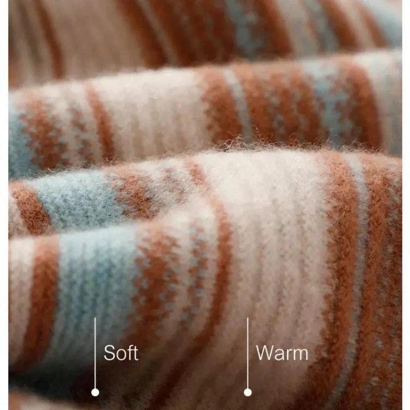 Damen Strickpullover mit Rollkragen – Modischer Streifenlook für Herbst und Winter, Freizeit & Alltag