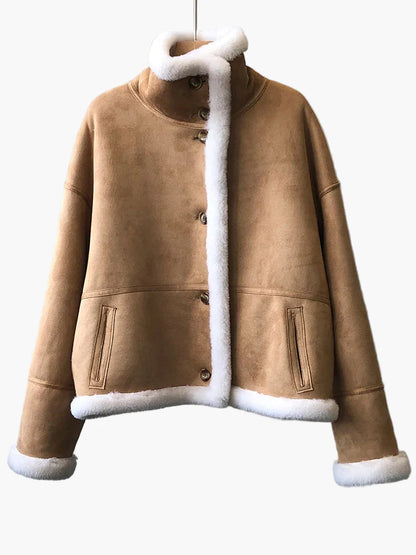 Damen Winter Shearling-Jacke im modernen Oversize-Stil – Warme Freizeitjacke für kalte Tage