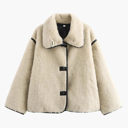 Damen Lammfell-Optik Winterjacke – Modischer Oversize Mantel für kalte Tage
