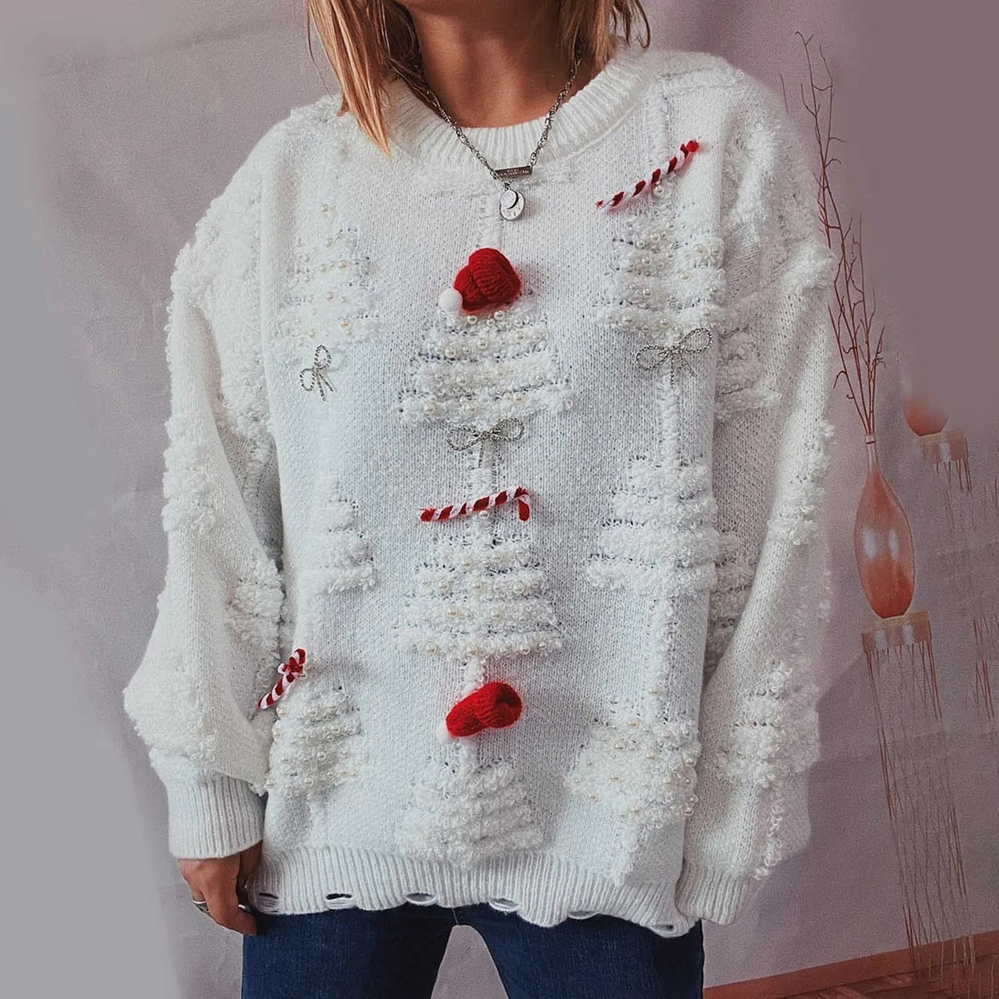 Alina - Hässlicher Weihnachtspulli - Winterlicher Damen-Pullover mit Weihnachtsthema