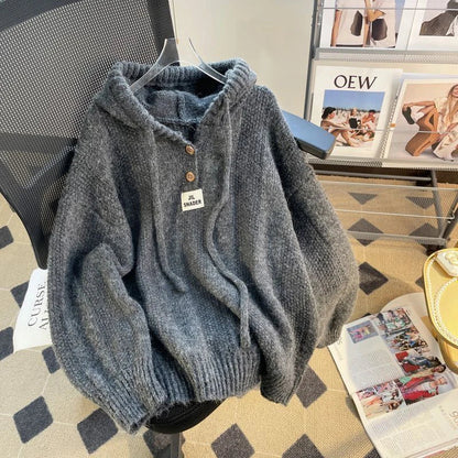 Alina – Damen-Hoodie mit Knöpfen und Kapuze für den Herbst und Winter