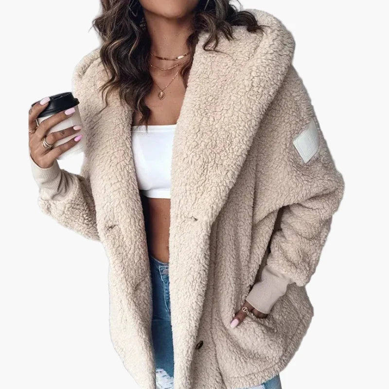 Damen Teddyfell Kapuzenmantel – Kuscheliger Oversize Wintermantel für Alltag und Freizeit