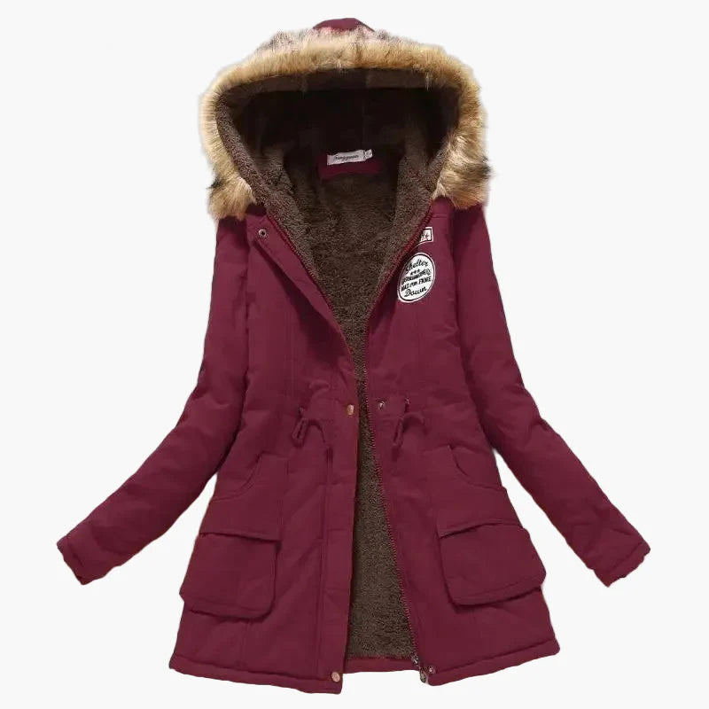 Damen Winterparka mit Kunstfellkapuze und Fleece-Innenfutter – Modischer Koreanischer Mantel für kalte Tage