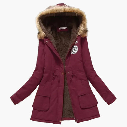 Damen Winterparka mit Kunstfellkapuze und Fleece-Innenfutter – Modischer Koreanischer Mantel für kalte Tage