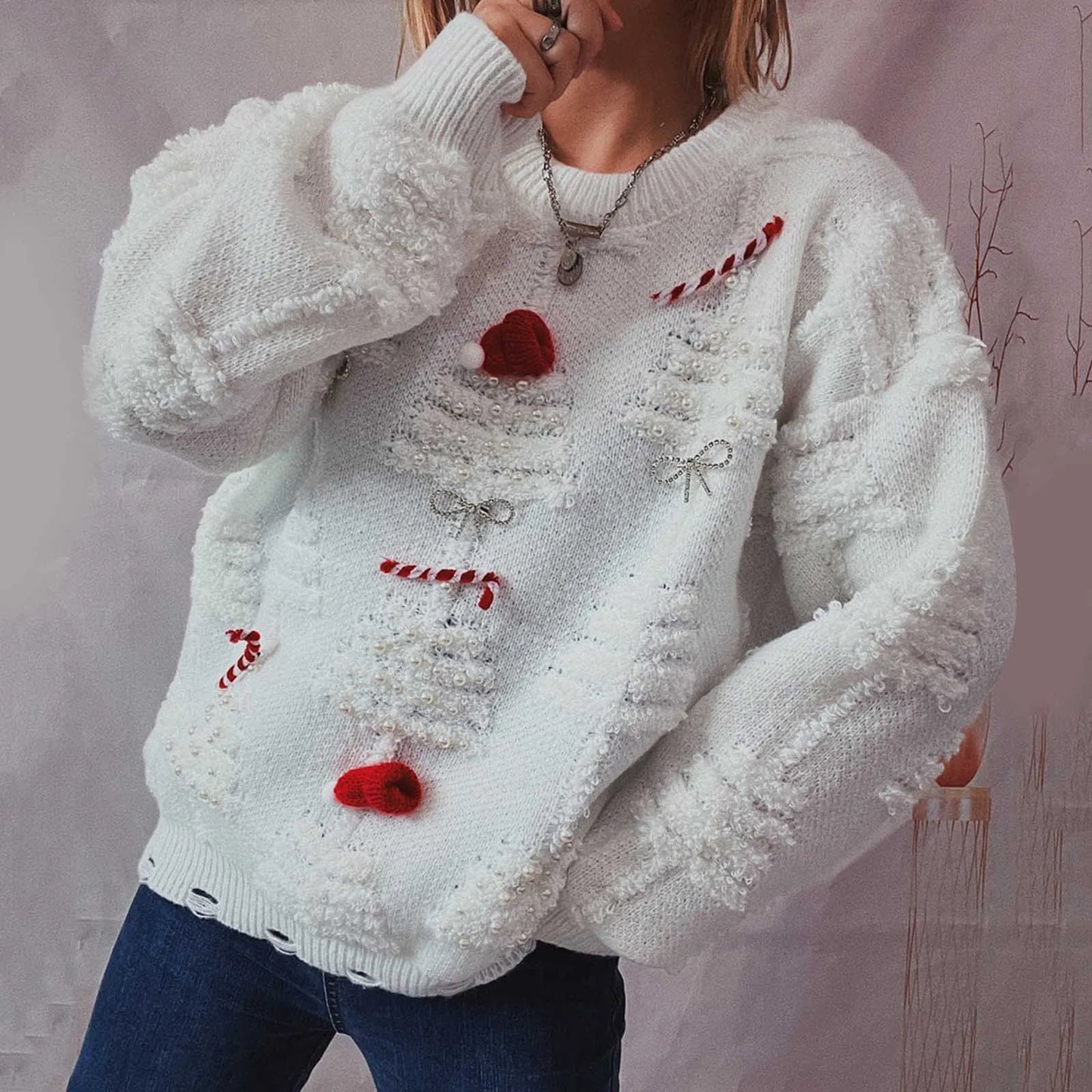 Alina - Hässlicher Weihnachtspulli - Winterlicher Damen-Pullover mit Weihnachtsthema