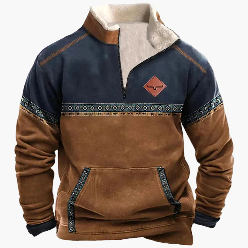 Herren Wild West Vintage Fleece Pullover – Western Style Outdoor Freizeit