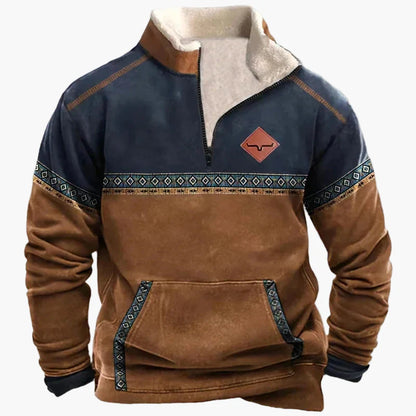Herren Wild West Vintage Fleece Pullover – Western Style Outdoor Freizeit