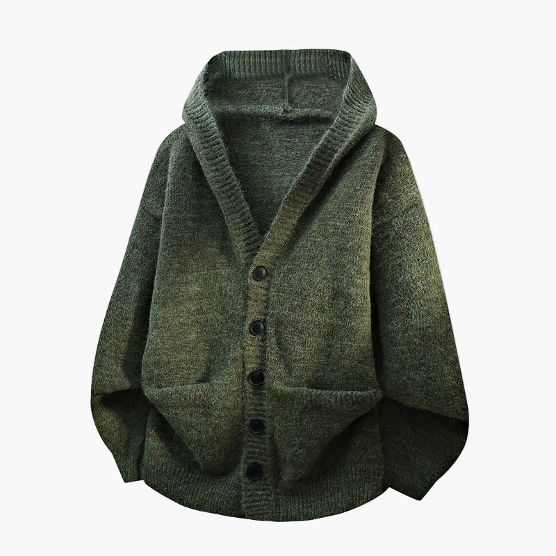Herren Strickjacke mit Kapuze und Knopfleiste – Lässiger Cardigan für Alltag und Freizeit