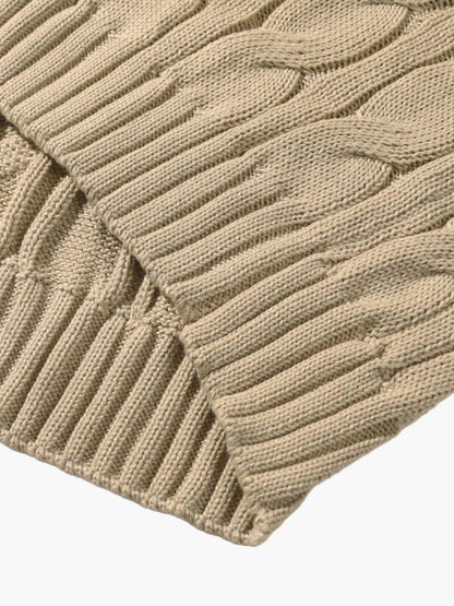 Herren Strickpullover mit Schalkragen und Knopfleiste – Stilvoller, warmer Winterpullover im Zopfmuster für Freizeit und Büro