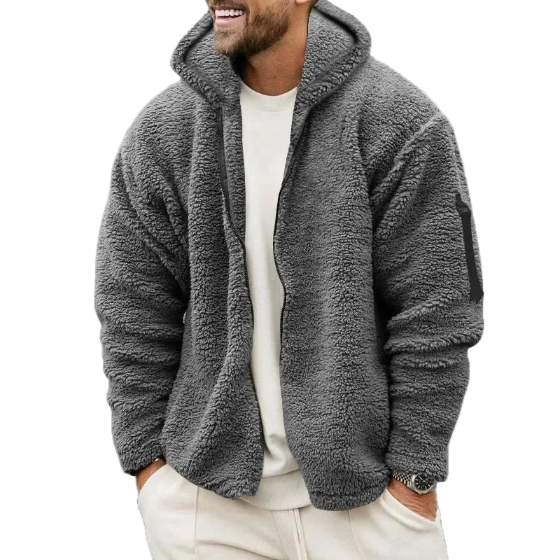 Herren Fleece Kapuzenjacke Sportlich Lässig Outdoor Komfort