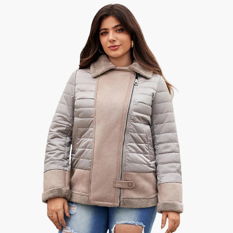 Damen Winterjacke Steppjacke mit Kunstfellkragen – Modischer Alltagsbegleiter