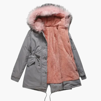Damen Winterparka mit Kapuze und Fellkragen – Stilvolle warme Outdoorjacke für kalte Tage