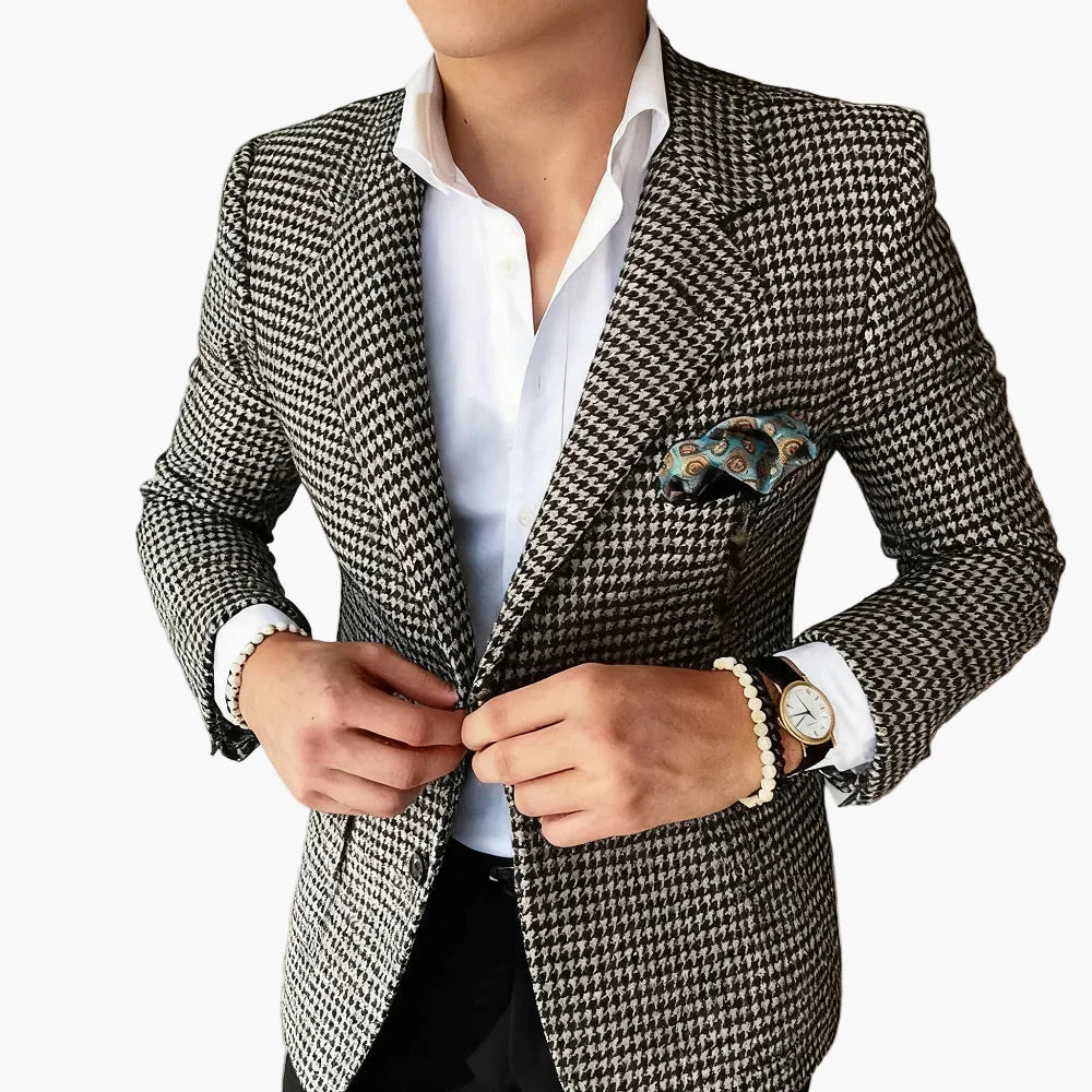 Herren Hahnentritt Sakko – Eleganter Business & Freizeit Blazer im klassischen Stil