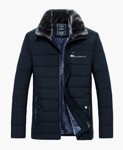 Herren Winter Steppjacke mit Kunstfellkragen – Elegante Outdoor Übergangsjacke