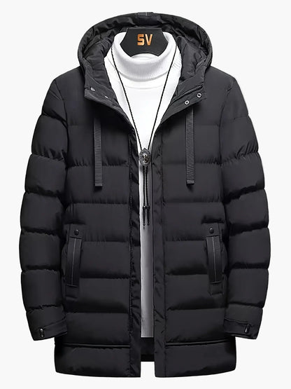 Herren Winter Steppmantel Parka Lang mit Kapuze – Lässiger Stil für Freizeit und Outdoor