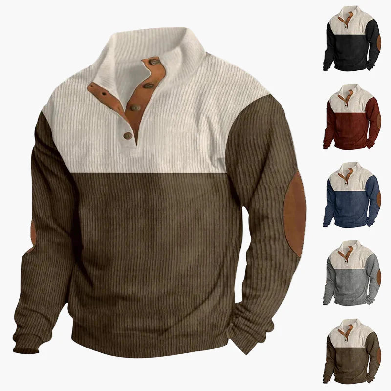 Herren Pullover im Vintage-Stil mit Stehkragen und Knopfleiste – Freizeit & Alltag