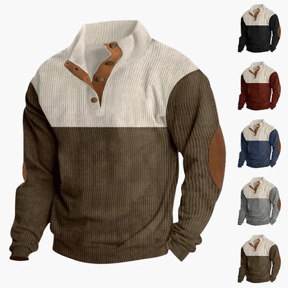Herren Pullover im Vintage-Stil mit Stehkragen und Knopfleiste – Freizeit & Alltag