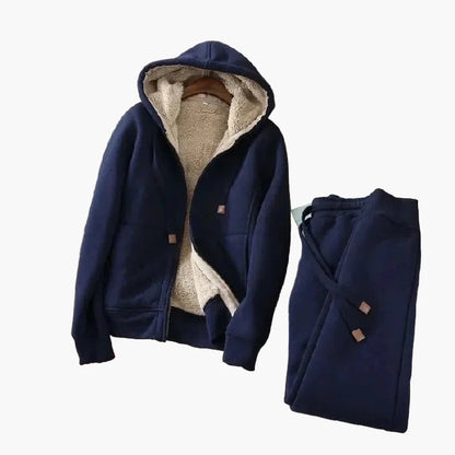 Damen Fleece-Jogginganzug mit Kapuze – Sportlicher Freizeitanzug für Winter und Alltag
