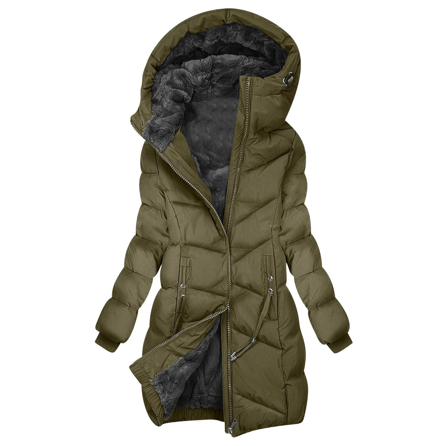 Damen Winter Steppmantel mit Kapuze – Warme, Winddichte Daunenjacke für Alltag & Outdoor