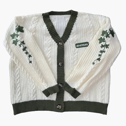 Damen Strickjacke im Vintage-Stil mit floraler Stickerei und Knopfleiste – Modischer Cardigan für Alltag und Freizeit