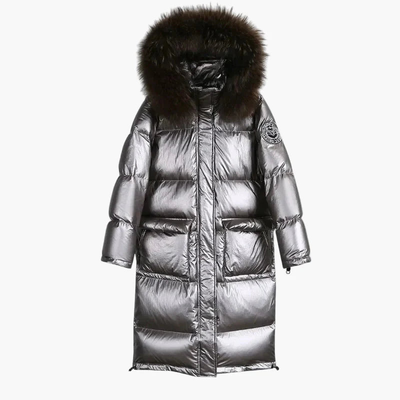 Damen Winter Steppmantel mit Kapuze und Fellkragen – Eleganter, warmer Outdoor-Parka für Alltag & Freizeit